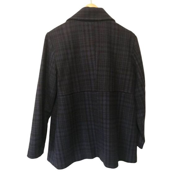 Motherhood Maternity Wool Blend Blue Black Plaid Peacoat Small - Picture 6 of 14